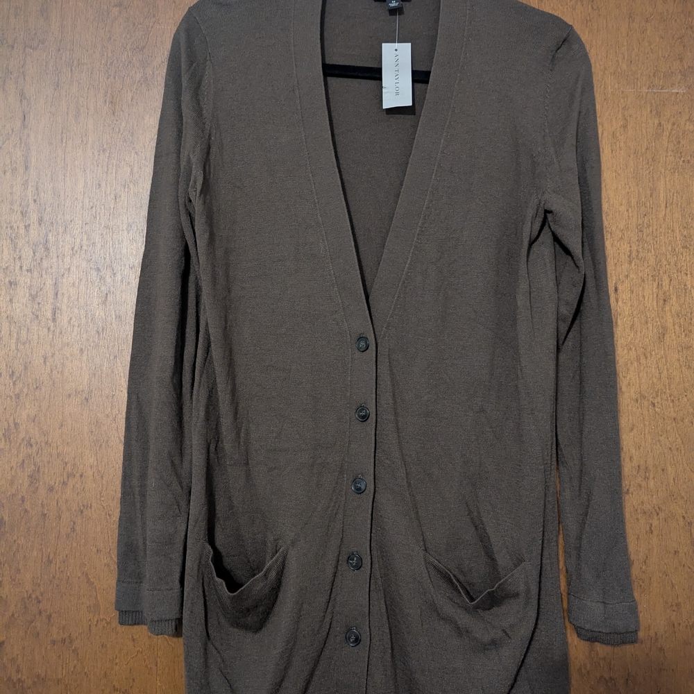 Ann Taylor Deep Brown Cardigan Sweater